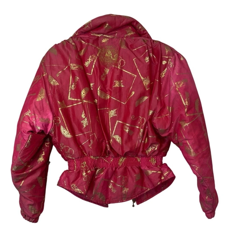 Винтажное женское зимнее лыжное пальто Nils Skiwear размер 10 розовое золото на молнии - Изображение 2 из 4