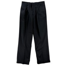 G.H. Bass Supreme Chino Dress Pants Mens 36x34 Black Double Pleated Wrinkle NWT