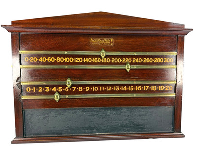 Antique Burroughes & Watts Mahogany Snooker Scoreboard London Soho