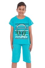 Boys Pyjamas Set Kids Short Sleeve T Shirt & Shorts PJs Summer Nightwear
