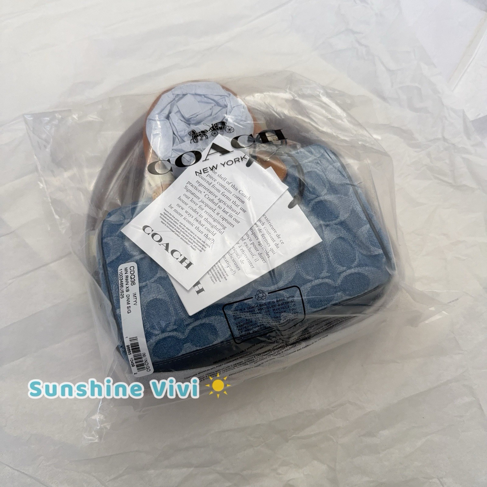 NWT COACH Mini Rowan Crossbody Bag Signature Denim Logo Handbag CDQ36 thumbnail 7