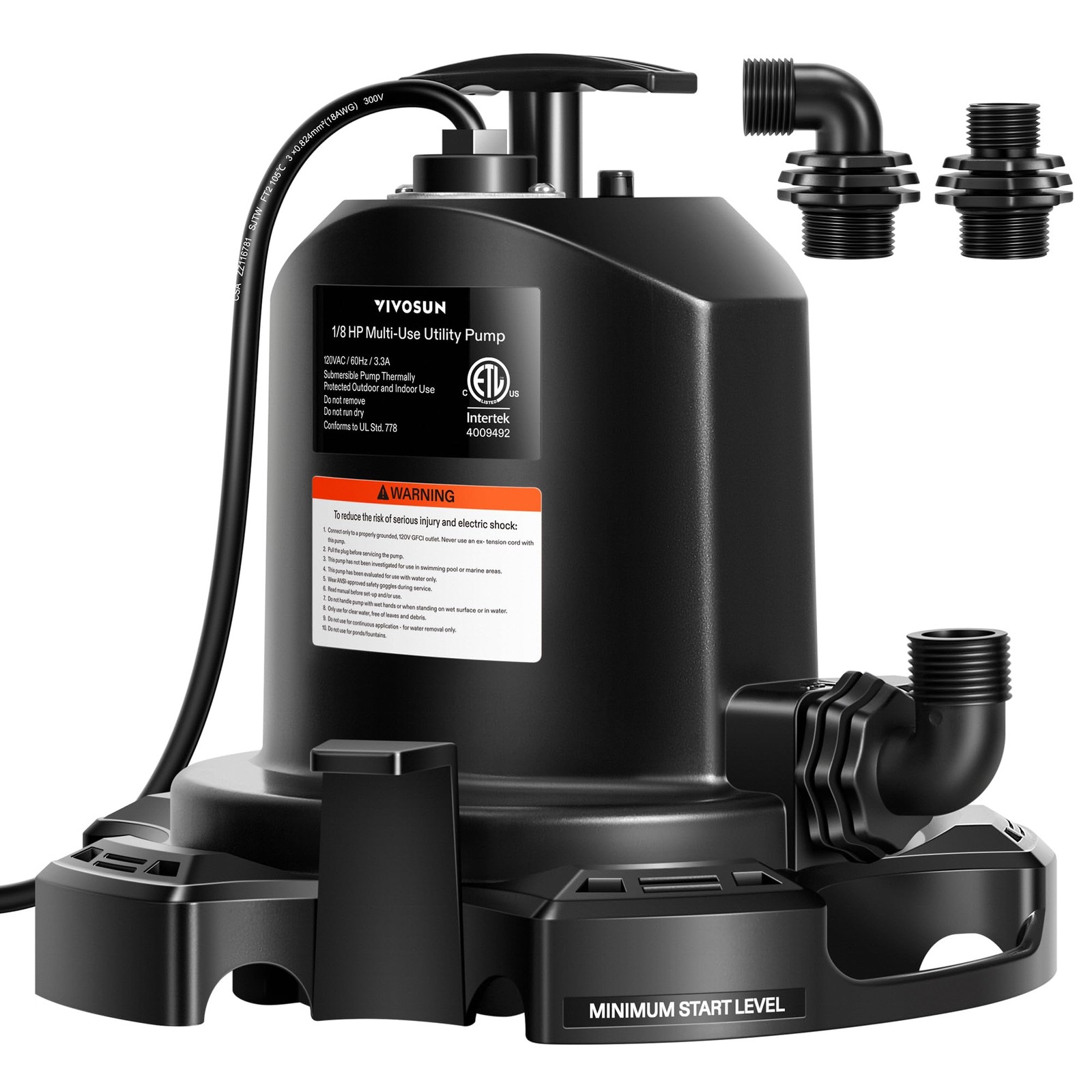 Bomba para Sacar Agua Sumergible 1575GPH 120V Portátil Sótano Piscina Inundación