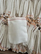 100 (3x4) Natural Muslin RED HEM orange drawstring bag for Parts
