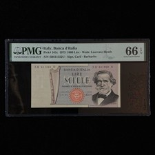 1973 Italy Banca d Italia 1000 Lire Pick#101c PMG 66 EPQ Gem UNC