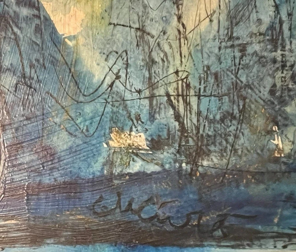 Signed Pascal Cucaro Abstract Oil Painting 15.75 x 12 - Image 2 of 4