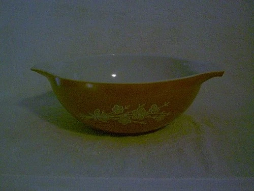 VINTAGE PYREX 4 QT BUTTERFLY GOLD FLORAL BOUQUET CINDERELLA NESTING BOWL # 444