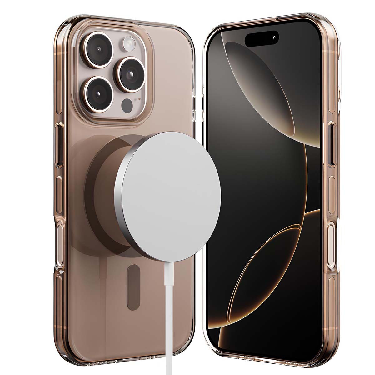 Coque iPhone 16 Pro rigide marron antichoc et oléophobe par Crong