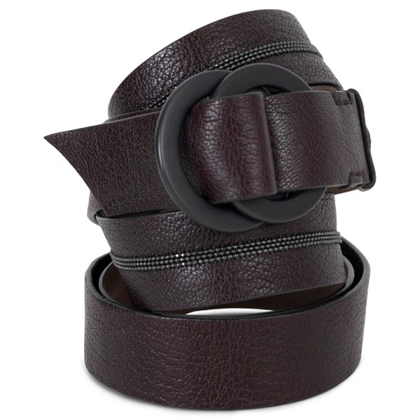 72847 authentischer BRUNELLO CUCINELLI dunkelbrauner Ledergürtel MONILI STREIFEN M