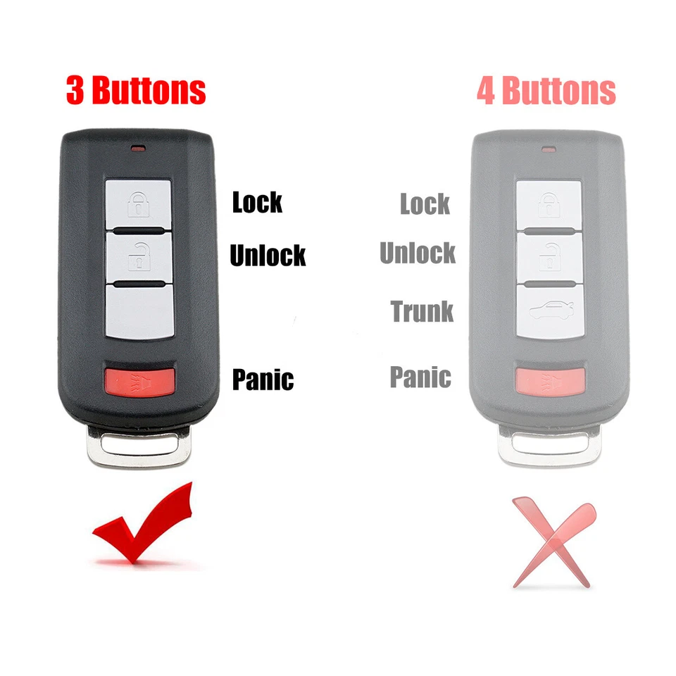 2 para desbloqueado Mitsubishi Outlander Sport mando a distancia inteligente sin llave OUC644M-KEY-N Foto 2 de 4