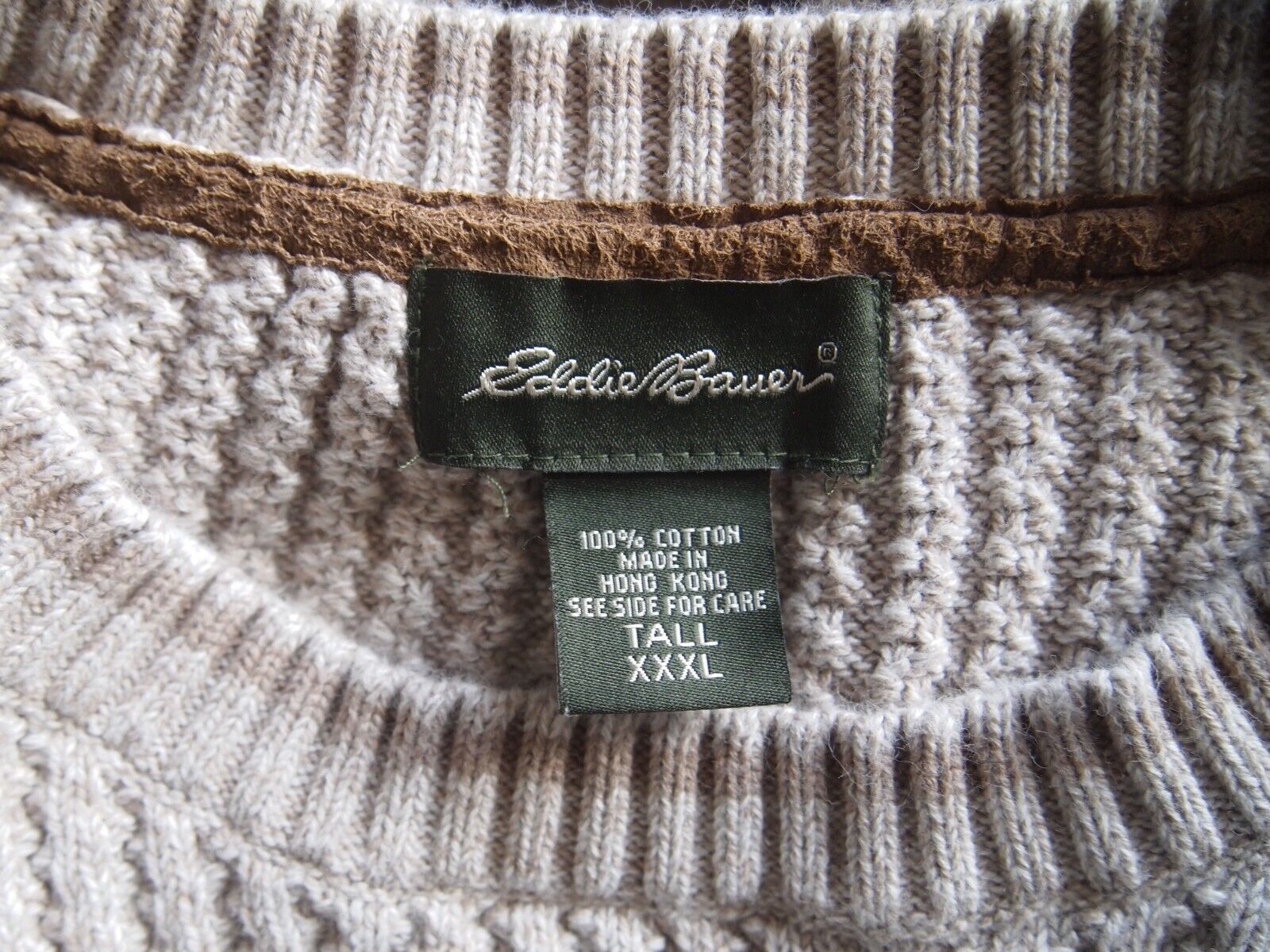 Eddie Bauer Mens Sweater 3XLT Tall Beige Pullover… - image 4