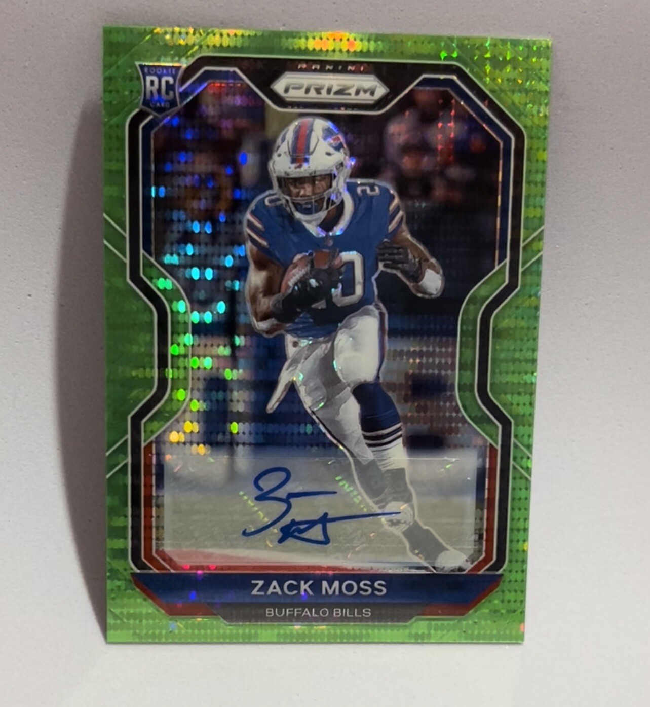Zack Moss 2020 Panini Prizm #311 Neon Green Pulsar Rookie Auto