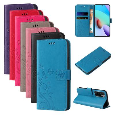 Handy Tasche für Xiaomi Redmi 10 Handyhülle Blumen Cover Case 9H Displayglas