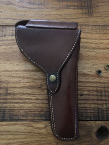 Vintage Interarms Parabellum Mauser Luger Pistol Leather Holster Suede Lined - Picture 1 of 6