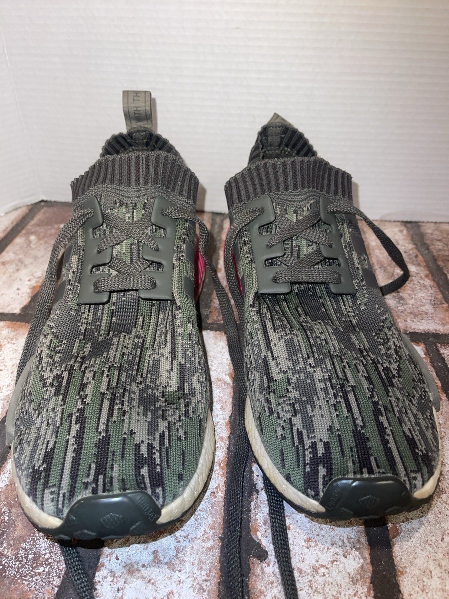 Adidas NMD R1 Primeknit Utility Grey Camo Pink Sneakers Men's Sz 11.5 USD |  eBay