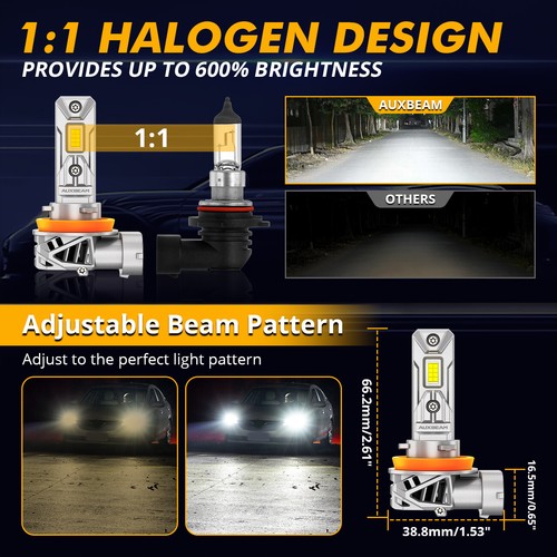 For Toyota Corolla 2008 2007 2006 2005 AUXBEAM LED Headlight + Fog Bulbs Combo - Picture 6 of 12