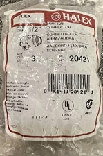 Halex 3-pack 1/2” Inch D Zinc Squeeze Connector 20421 For AC, FC and FMC