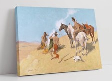 FREDERIC REMINGTON, THE SMOKE SIGNAL -DEEP FRAMED CANVAS WALL ART PRINT