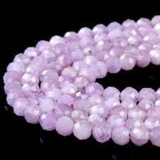 Natural Kunzite Gemstone AAA Micro Faceted Round 4MM 5MM Beads 15 inch P54 
