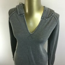 OLD NAVY Pullover V-Neck Gray Hooded Sweatshirt Hoodie Women's Size Small