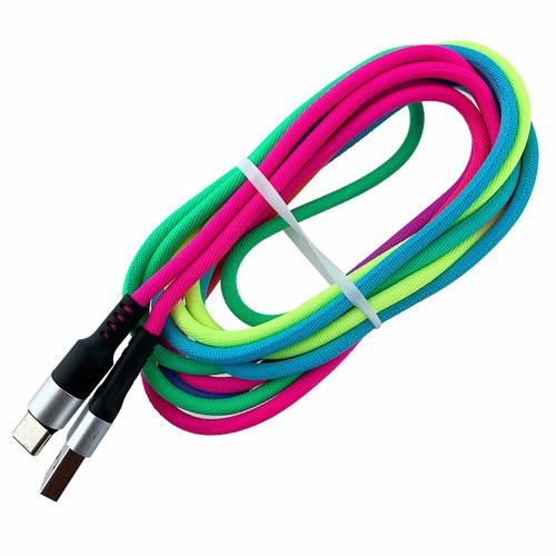 10ft Braided Rainbow 8Pin Micro Type-C 3.1 Charging Data Sync Cable Charger - Picture 5 of 20