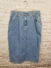 VTG Lee Womens Jean Skirt Blue Denim Long p