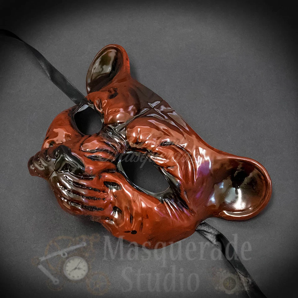 Leopard Haunted Animal Spirit Wall Decoration Halloween Masquerade Mask [Red] - Image 3 of 4