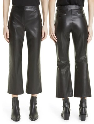 Theory Bedford faux leather kick flare 