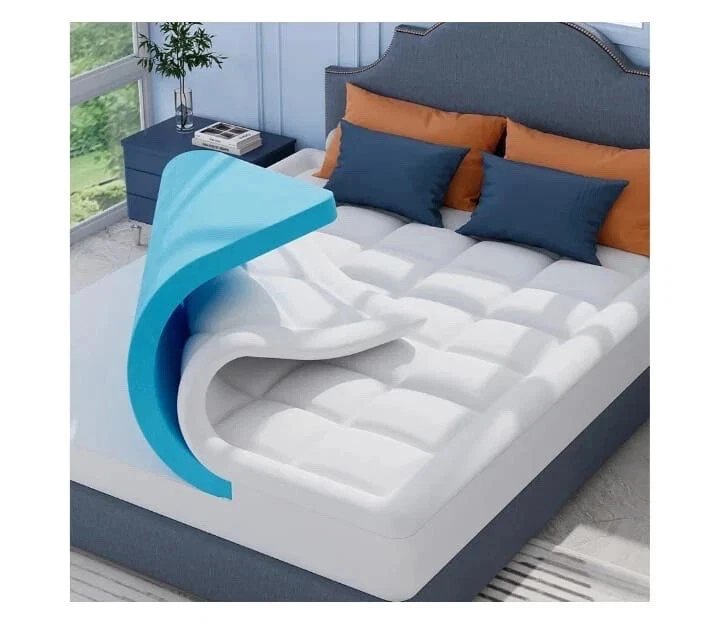 ELEMUSE Dual-layer Memory Foam Mattress Topper wit Fluffy Pillow Top Cover -king