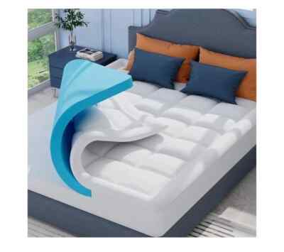 ELEMUSE Zweilagige Memory Foam Matratzenauflage mit flauschigem Kissenbezug - King