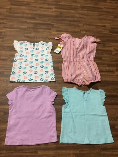 Lot of 4 pcs Girls Size 12M Various Colors: 3 pcs Tops, 1 Romper - Picture 2 of 7