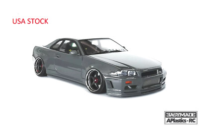 UNPAINTED RC Body Car Drift Touring 1:10 Nissan Skyline R34 GTR APlastics Shell