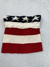 Patriotic Scarf Adults OS Red White Blue Knit Infinity Winter Layering Warm Gift