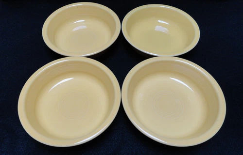 Set of 4 Fiesta Ware 7 inch Coupe Soup Bowls Sunflower Yellow Homer Laughlin