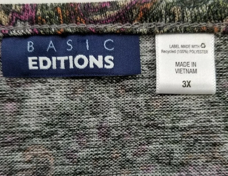 Basic Editions футболка женщин 3 X плюс пейсли экипажа длинные рукава эластичной футболка Топ - Изображение 4 из 4