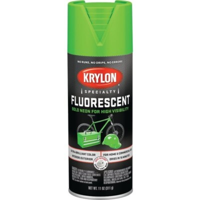 (6)-Krylon 11 Oz. Fluorescent Spray Paint, Green Model: K03106888