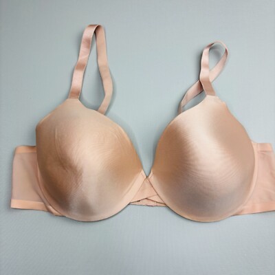 Vanity Fair Bra 38C Pink Satin Underwire Padded Cup Lightweight Side Wings 75201