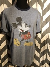 Vintage 1980 Mickey Mouse Disneyworld Walt Disney Label Slate Blue Shirt Medium