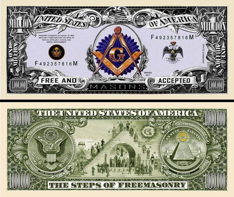 Original FreeMason Million Dollar Play Funny Money Novelty Note + FREE SLEEVE