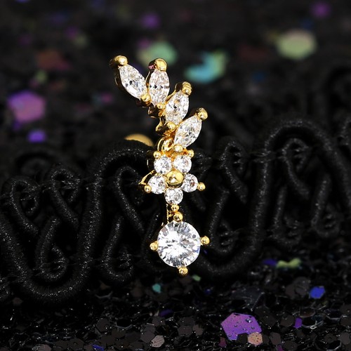 Gem Crystal Ear Cartilage Helix Ring Bar Stud Ear Cuff Climber Piercing Earring - Picture 149 of 268