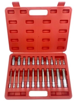24pc LONG SPLINE & SHORT SPLINE BIT SOCKET SET S2 STEEL XZN TRIPLE SQUARE 12-PT