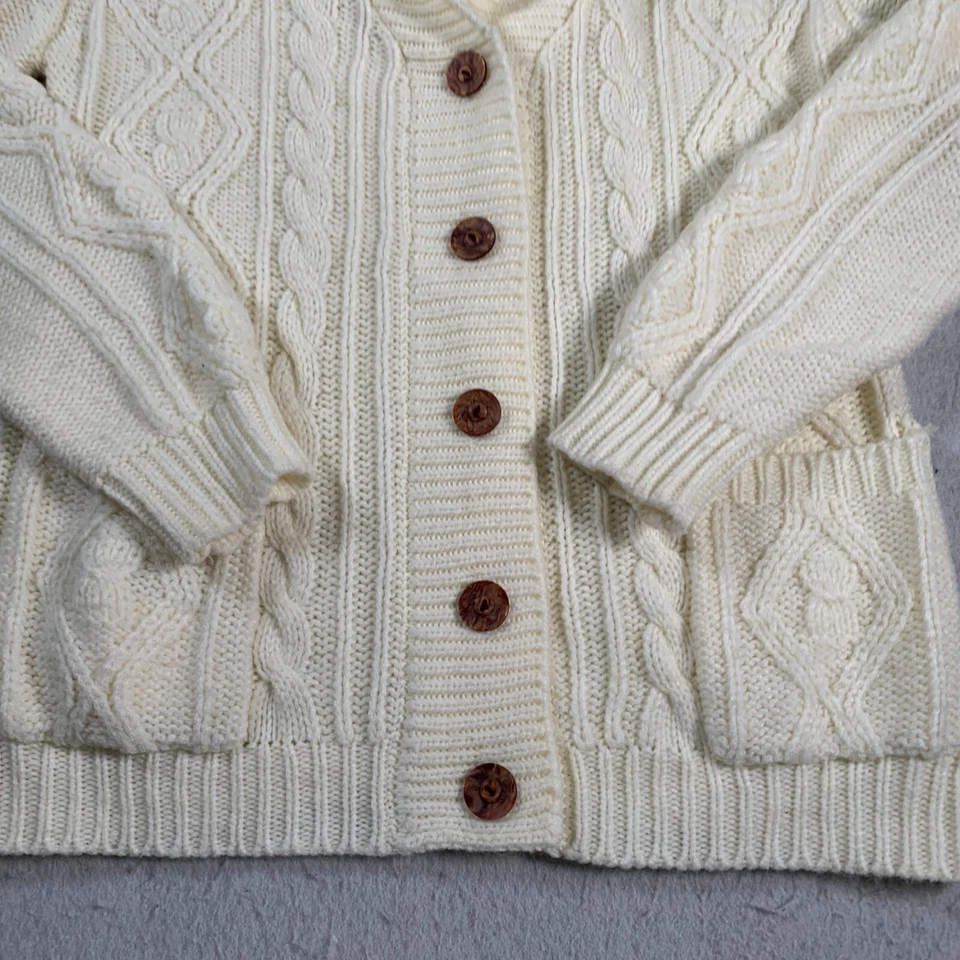 Joyce Sweater Womens Small White Cream Acrylic Cardigan Knit Vintage - Изображение 3 из 4
