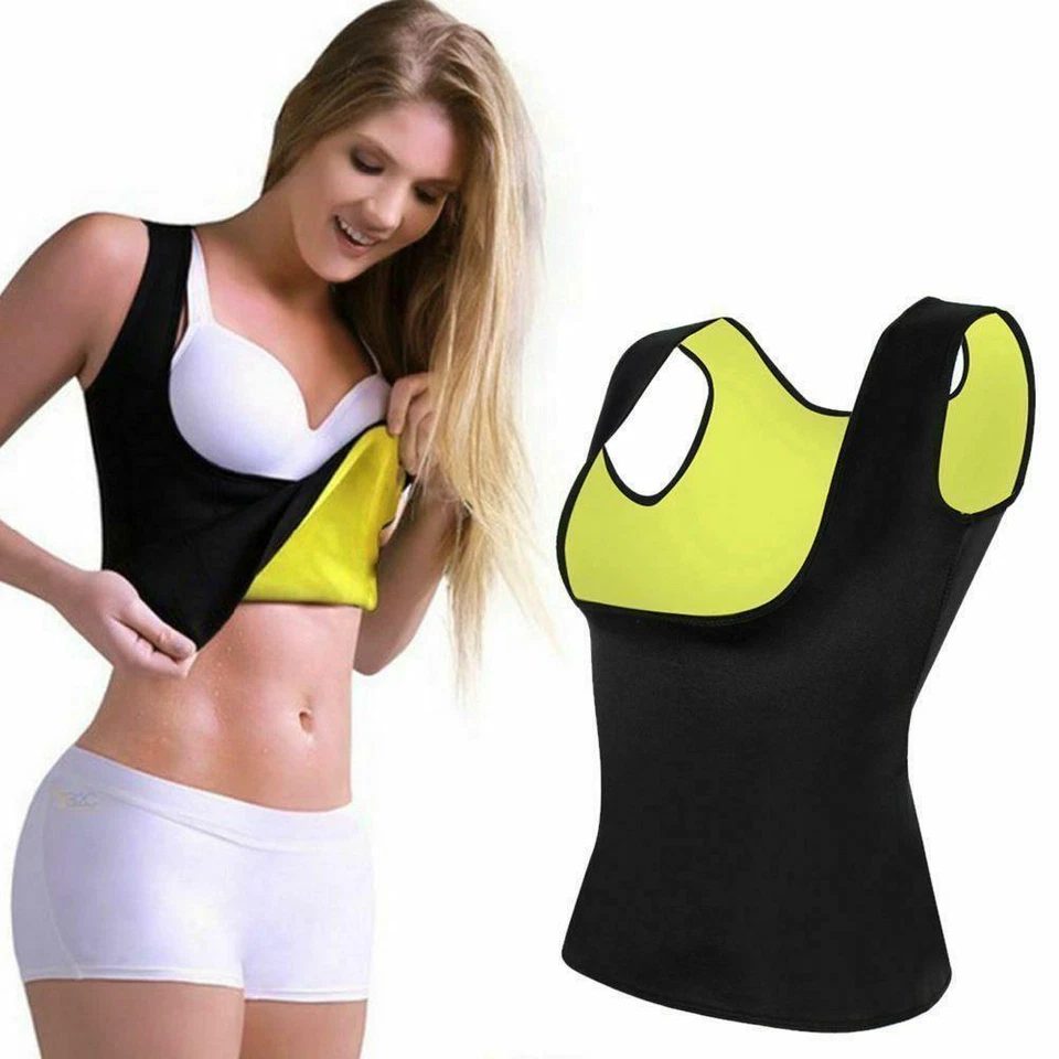Hot Thermo Sweat Body Shaper Slimming Waist Trainer Cincher Yoga Gym Top Vest - Image 3 of 4