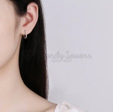 925 Sterling Silver Cubic Zirconia Rectangular Oval Huggie Gold Hoop Earrings