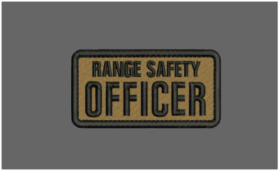 RANGE SAFETY OFFICER embroidery patches 2x4 hook on back black on ...