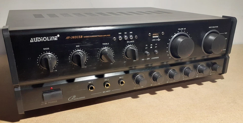 Audioline AV-302USB Amplificatore Stereo HI-FI Karaoke 400W - Immagine 2 di 3