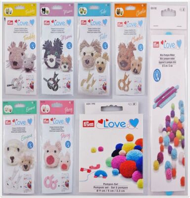 Prym Love Mini Pompon Set Schablone Bommel Maker Tiere basteln 