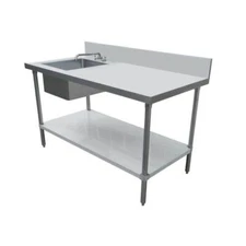 Omcan USA 43231 60" Work Table with Prep Sink, Bowl On Left - 18 Gauge