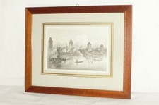 Altes Bild Bilderrahmen Rahmen Strassburg Stich Druck Zeichnung Stahlstich 1850