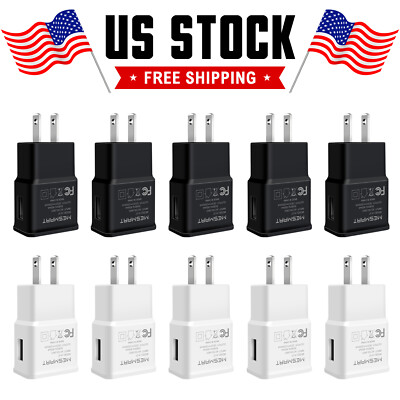 USB Power Adapter 2A AC Home Wall Charger US Plug Wholesale Bulk Lot For Android