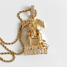 Hip Hop Letters Pendant Necklace 5A Cubic Zircon 18K Real Gold Plated Mens Gift